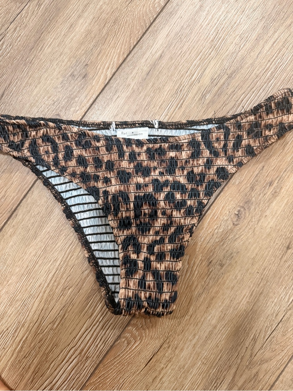 Reformation Leopard Print Tan and Black Bikini Bottom 0524